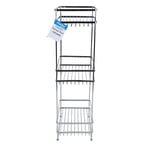 CORNER STORAGE SHELF BATHROOM CHROME HOLDER 3 TIER SHELVING UNIT FREESTANDING