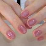 Pink False Nails Short Round Nail Tips Fashion Fake Nails  for DIY