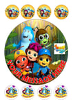 BEAT BUGS  BIRTHDAY CAKE TOPPER ROUND EDIBLE ICED ICING 7.5" + 8 CUPCAKE TOPPERS