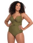 Curvy Kate Womens Retro Sun Halterneck Swimsuit - Green Nylon - Size 34HH