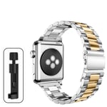 Metallrem för Apple Watch Ultra 49mm 8 7 45mm 41mm Rostfritt stål Smartwatch Armband för iWatch 6 5 4 SE 44mm 42mm 38 40mm Silver-Gold