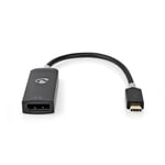 Nedis USB-C 3.2 til DisplayPort Adapter, Forgyldt, 0.2m - Sort