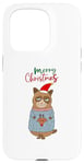 Coque pour iPhone 15 Pro Pull Moche de Noël Chat ronchon grognon avec Bonnet de Noël