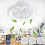 75W Ventilateur Plafond Silencieux avec Lumiere et Telecommande,Rotation à 360° Lustre LED Ventilateur de Plafond,Reversible,6 Vitesses Luminaire Ventilateur Plafonnier pour Chambre,Salon,Blanc