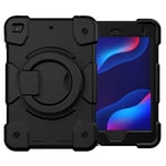 Case for iPad 7.9 Inch Compatible with iPad Mini 5/4 Generation Heavy Duty Shockproof Protective Case with 360° Rotating Stand and Shoulder Strap, Black