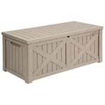 YITAHOME Grande boîte de rangement d'extérieur en résine améliorée avec séparateur flexible, banc de rangement imperméable pour meubles de terrasse, fournitures de piscine, outils de jardin,