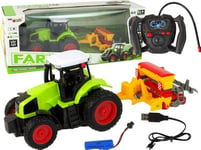 Leantoys Jordbruksfordon Traktor Med Balpress R/C 1:16 Grön