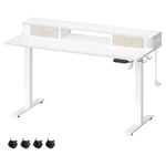 Vasagle - Bureau Électrique Réglable en Hauteur, Bureau Assis-debout, Table, 60 x 140 x (72-120) cm, Réglable en Continu, Support pour Écran,