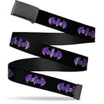 Buckle-Down Unisex-Adult's Web Belt, Batman Signal Black/Purple Plaid, 1.25" Wide-Fits up to 42" Pant Size