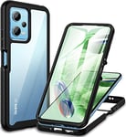 CENHUFO Coque Xiaomi Redmi Note 12 5G / Poco X5 5G, Antichoc Housse avec Protection écran, 360° Téléphone Etui Double Face Case Transparent Intégrale Coque pour Redmi Note 12 5G/ Poco X5 5G - Noir