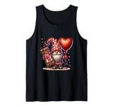 Love Gnome With Valentines Chocolate And Red Heart Balloons Tank Top