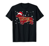 Corgi Buffalo Plaid Lights Santa Hat Snowflakes Christmas T-Shirt