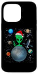 Coque pour iPhone 14 Pro Max Christmas Alien Santa Peace Hand In Space Santa Hat Xmas