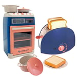 2in1 Kids Microwave Oven & Toaster Toy Role Play Kitchen Set with Light & Sound