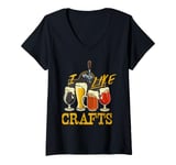 Womens I Like Craft Beer Shirt Beer Crafting I Do Crafts Beer V-Neck T-Shirt