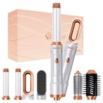 Hot Air Styler 6 IN 1, UKLISS Hair Dryer Brush Fast Drying, Airstyler Set with Auto-Air Hair Curler Wand, Hot Round Massage Brush, Hair Straightener Brush, Hairdryer Blow Dryer Brush for All Hair Type