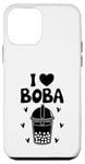 Coque pour iPhone 12 mini Thé à bulles I Love Boba Milk Tea Boba Pearl Lover