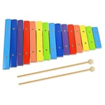 A-Star Xylophone diatonique soprano arc-en-ciel en bois coloré à 15 notes avec deux batteurs en bois - G5 à G7