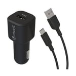 Muvit For Change Pack Chargeur Voiture 12W + Cable Usb C 1.2M Noir - Neuf