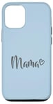 Coque pour iPhone 13 Gris Bleu Clair Cœur Maman