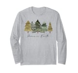 Winter Trees Nature Holiday Christmas Peace on Earth Long Sleeve T-Shirt