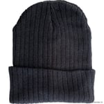 ADULTS BLACK BEANIE HAT KNITTED MENS WOMENS WARM WINTER WORK UNISEX THERMAL NEW