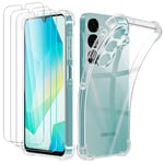 Giolus 4-in-1 Case for Samsung Galaxy A16 4G/5G with 3 Pack Screen Protector, Crystal Clear Shockproof Phone Case with Built-in Camera Lens Protector, Soft TPU Bumper Anti-Scratch Silicone Cover