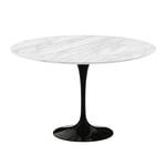 Knoll - Saarinen Round Table - Matbord, Ø 120 cm, Svart underrede, skiva i glansig Statuarietto marmor - Ruokapöytä - Eero Saarinen - Valkoinen - Metalli/Kivi