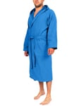 o-day Renato Balestra Peignoir en microfibre pour homme et femme peu encombrant, unisexe, avec capuche, poches et ceinture, idéal pour voyage, piscine, salle de sport légère et douce, Bleu roi, M