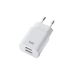 Chargeur Secteur Adaptateur USB Universel WE - 2 Ports USB-A - Blanc - pour Apple iOS, Android, Huawei, Honor