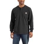 Carhartt Mens Workwear Pocket Henley Long Sleeve T Shirt - Black - Size X-Large