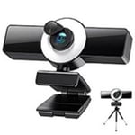 1080P Full HD Streaming Webcam with Microphone, Ring Light, USB &TRIPOD