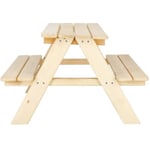 Table Enfant Pour Pique-Nique Springos® - Bois Massif - 90 X 79 X 50 Cm - Blanc - Naturel - Enfant