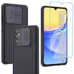 Yohii Coque pour Samsung Galaxy A15 4G / 5G 6.5 Pouces, avec 1 Pièces Verre Trempé, Haute qualité Protection de la Caméra Antichoc Anti-Rayures Housse Etui pour Samsung Galaxy A15 Case - Noir