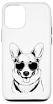 Coque pour iPhone 14 Pro Cool Simple Corgi Dessin Dog Lovers Lunettes de soleil