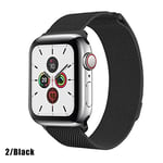 MJJKIO milanese loop for apple watch Series 1 2 3 4 5 band for iwatch stainless steel strap Magnetic buckle 38mm 40mm 42mm44mm Bracelet For 42MM and 44MM Black