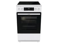 Gorenje GECS5C 60 WPA Cuisinière électrique avec plaque de cuisson vitrocéramique / 50 cm / 70 litres/GentleClose/Chauffage rapide/AirFry/ExtraSteam/Tiroirs télescopiques/AquaClean/Blanc