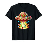 Gingerbread Man UFO Alien Christmas Lights Womens Mens Kids T-Shirt