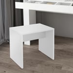 Ecd Germany Tabouret de Coiffeuse, Blanc, 40x36x41cm, Design Élégant, Grand Confort Siege d'Assise, Banquette en Bois, Coussin Rembourré, Revêtement