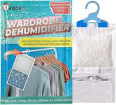 PACK OF 1 Hanging Wardrobe Dehumidifier, Condensation Remover, Moisture Absorber, Dehumidifiers for Damp, Mould, Moisture in Wardrobe, Bedroom, Caravan, Bathroom, Basement - 210 g