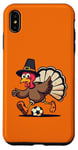 iPhone XS Max Funny Thanksgiving turkey Playing soccer ball Men Boys Kids Case