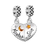 JMQJewelry Mother Son Mum I Love You to the Moon and Back Dangle Heart Love Charms for Bracelet Fits Pandora Bracelets Mothers Day