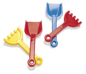 KIDS SPADE & RAKE 24cm RED BLUE YELLOW play sandpit toys KIDS GARDENING SET x 1