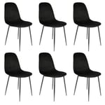 ALESSIA - Lot de 6 Chaises Velours Côtelé Noires