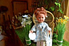 poupee  petitcollin marie francoise Mode et travaux rousse neuve  yeux vert tenu