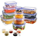 YASHE 32PCS Plastic Food Containers with Lids, Airtight Food Storage Containers for Kitchen Storage, 100% Leakproof, BPA-Free Meal Prep Containers with Labels