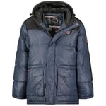 Geographical Norway Cisar Men Parka Longue Chaude Homme Automne Hiver - Manteau Impermeable Deperlant - Veste Capuche Fourrure Outdoor - Blouson Coupe Vent - Hommes (Marine L)