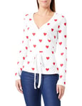 Petit Bateau Cache-cœur Femme, Blanc Marshmallow / Rouge Terkuit, XXS