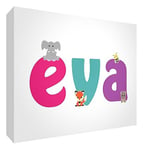 Little Helper LHV-EVA-A7BLK-15IT Panneau décoratif pour bébé/baptême idée Cadeau, Design Personnalisable avec nom de Fille Eva, Multicolore, 7,4 x 10,5 x 2 cm