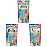 INABA Churu Rolls - Friandises pour Chats à Nourrir à la Main - Délicieux Snacks pour Chats avec Une Garniture crémeuse - Thon enrobé de coquilles Saint-Jacques (Lot de 3)